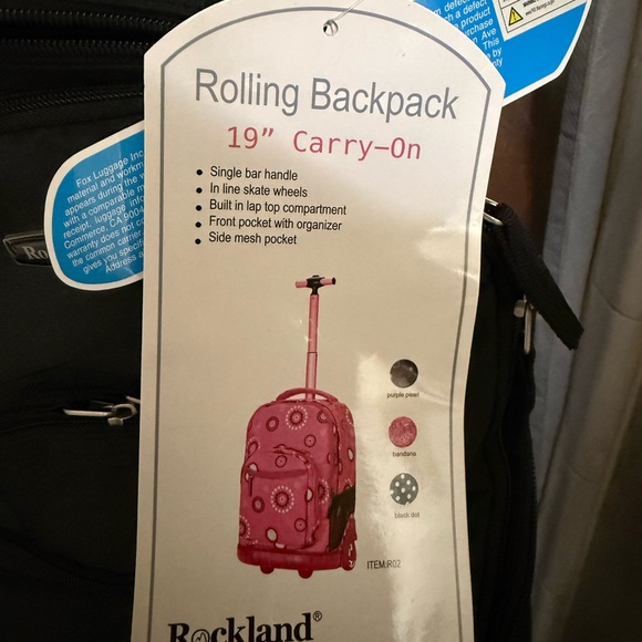NWT Rockland 19-in. Rolling Backpack Black - Picture 2 of 8
